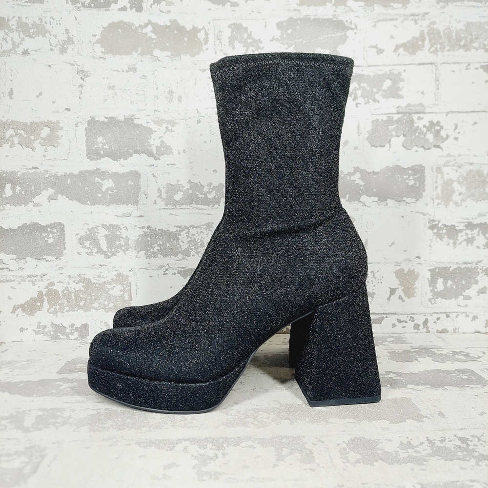 New Abound Steffie Platform Bootie In Black Glitter V743